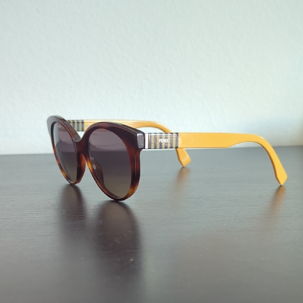 Fendi FF0013/S Havana Tortoise Yellow Oversized Round Sunglasses Italy